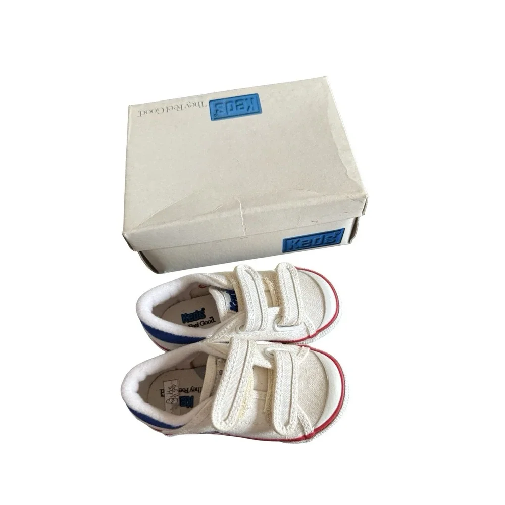 Vintage‎ Keds out to play tricycle bike hook loop sneakers sz 6 1/2 toddler